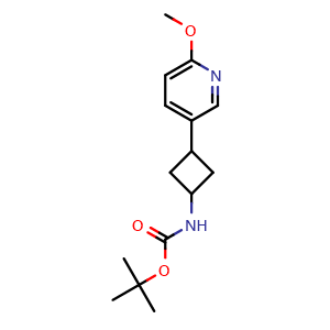 Chemical structure of tert-butyl (3-(6-methoxypyridin-3-yl)cyclobutyl)carbamate , AChemBlock W166118