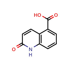 Chemical structure of 2-oxo-1,2-dihydroquinoline-5-carboxylic acid , CAS 83734-43-4, AChemBlock W166123