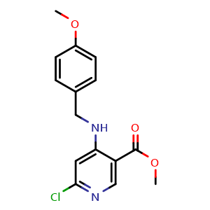 Chemical structure of methyl 6-chloro-4-((4-methoxybenzyl)amino)nicotinate , CAS 1706440-18-7, AChemBlock W166155