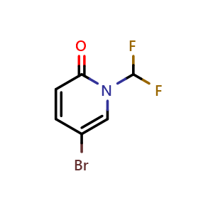 Chemical structure of 5-Bromo-1-(difluoromethyl)pyridin-2(1H)-one , CAS 832735-61-2, AChemBlock W166159