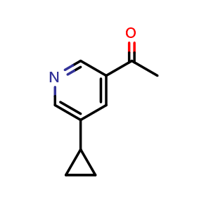 Chemical structure of 1-(5-cyclopropylpyridin-3-yl)ethanone , CAS 1256818-46-8, AChemBlock W166178