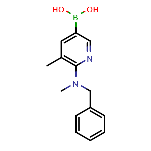 Chemical structure of 6-(benzyl(Methyl)aMino)-5-Methylpyridin-3-ylboronic acid , CAS 446299-79-2, AChemBlock W166179