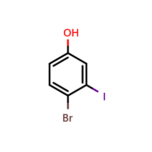 Chemical structure of 4-Bromo-3-iodo-phenol , CAS 202865-84-7, AChemBlock W166183