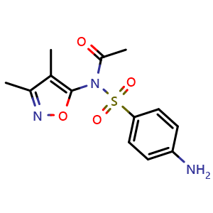 Chemical structure of N-(3,4-Dimethyl-5-isoxazolyl)-N-sulfanilylacetamide , CAS 80-74-0, AChemBlock W166184