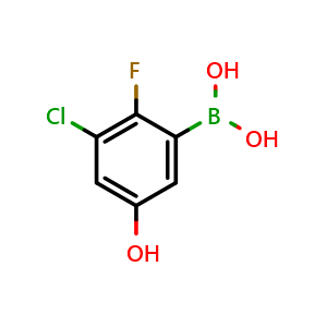 Chemical structure of (3-Chloro-2-fluoro-5-hydroxyphenyl)boronic acid , AChemBlock W166193