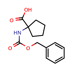 Chemical structure of 1-(Cbz-amino)cyclopentanecarboxylic Acid , CAS 17191-44-5, AChemBlock W166236
