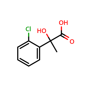 Chemical structure of 2-(2-Chlorophenyl)-2-hydroxypropionic Acid , CAS 171202-07-6, AChemBlock W166262