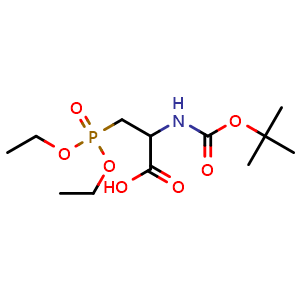 Chemical structure of 2-(Boc-amino)-3-(diethoxyphosphoryl)propionic Acid , CAS 200640-83-1, AChemBlock W166286