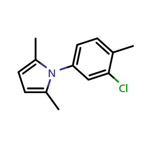 Chemical structure of 1-(3-Chloro-4-methylphenyl)-2,5-dimethyl-1H-pyrrole , CAS 944523-21-1, AChemBlock W166292