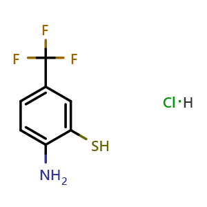 Chemical structure of 2-Amino-5-(trifluoromethyl)benzenethiol Hydrochloride , CAS 96232-04-1, AChemBlock W166295