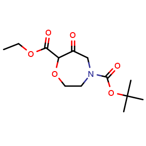 Chemical structure of Ethyl 4-Boc-6-oxo-1,4-oxazepane-7-carboxylate , CAS 1422343-95-0, AChemBlock W166306