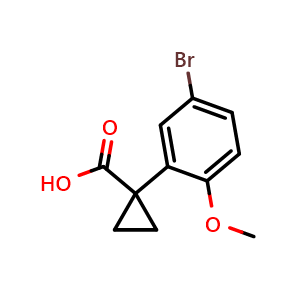 Chemical structure of 1-(5-Bromo-2-methoxyphenyl)cyclopropanecarboxylic Acid , CAS 1260799-75-4, AChemBlock W166324