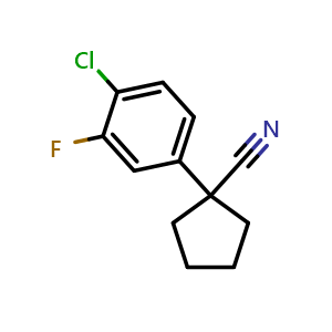 Chemical structure of 1-(4-Chloro-3-fluorophenyl)cyclopentanecarbonitrile , CAS 2167567-74-8, AChemBlock W166331