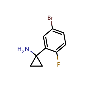 Chemical structure of 1-(5-Bromo-2-fluorophenyl)cyclopropanamine , CAS 1248503-74-3, AChemBlock W166332