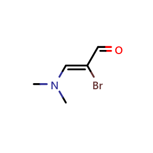 Chemical structure of 2-Bromo-3-(dimethylamino)acrylaldehyde , CAS 26387-66-6, AChemBlock W166340