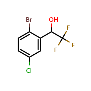 Chemical structure of 2-Bromo-5-chloro-alpha-(trifluoromethyl)benzyl Alcohol , CAS 1481433-78-6, AChemBlock W166348