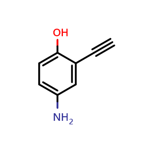 Chemical structure of 4-Amino-2-ethynylphenol , CAS 1391053-48-7, AChemBlock W166361