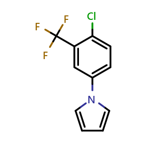 Chemical structure of 1-(4-Chloro-3-(trifluoromethyl)phenyl)-1H-pyrrole , CAS 383137-92-6, AChemBlock W166369