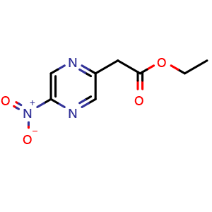 Chemical structure of Ethyl 2-(5-Nitro-2-pyrazinyl)acetate , CAS 1374575-00-4, AChemBlock W166450