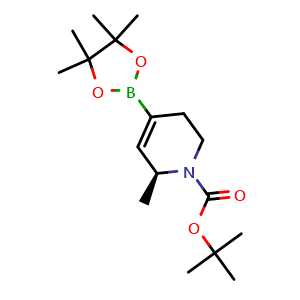 Chemical structure of tert-butyl (S)-6-methyl-4-(4,4,5,5-tetramethyl-1,3,2-dioxaborolan-2-yl)-3,6-dihydropyridine-1(2H)-carboxylate , CAS 2241432-85-7, AChemBlock W166451