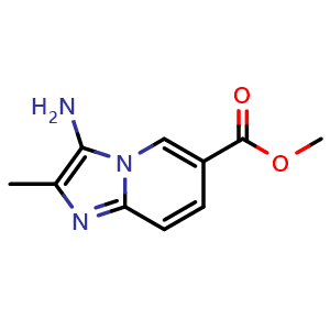 Chemical structure of Methyl 3-Amino-2-methylimidazo[1,2-a]pyridine-6-carboxylate , CAS 2705237-38-1, AChemBlock W166455