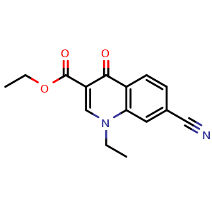 Chemical structure of Ethyl 7-Cyano-1-ethyl-4-oxo-1,4-dihydroquinoline-3-carboxylate , CAS 2845128-62-1, AChemBlock W166458