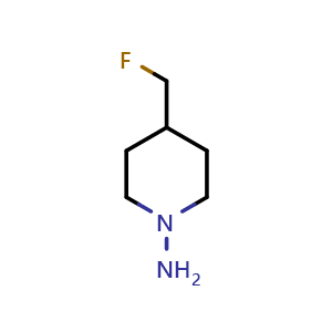 Chemical structure of 1-Amino-4-(fluoromethyl)piperidine , CAS 2005034-11-5, AChemBlock W166465
