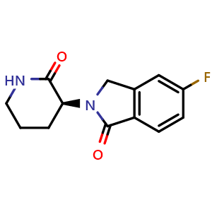 Chemical structure of (S)-5-Fluoro-2-(2-oxo-3-piperidyl)isoindolin-1-one , CAS 2845095-68-1, AChemBlock W166469