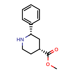Chemical structure of Methyl cis-2-Phenylpiperidine-4-carboxylate , CAS 1458681-51-0, AChemBlock W166474
