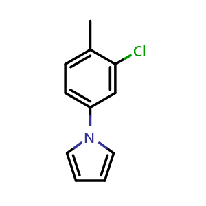 Chemical structure of 1-(3-Chloro-4-methylphenyl)-1H-pyrrole , CAS 142044-87-9, AChemBlock W166479