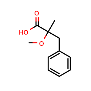 Chemical structure of 2-Methoxy-2-methyl-3-phenylpropanoic Acid , CAS 343986-60-7, AChemBlock W166482