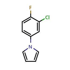 Chemical structure of 1-(3-Chloro-4-fluorophenyl)-1H-pyrrole , CAS 383137-55-1, AChemBlock W166490