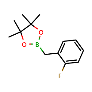 Chemical structure of 2-(2-Fluorobenzyl)-4,4,5,5-tetramethyl-1,3,2-dioxaborolane , CAS 517920-60-4, AChemBlock W166512