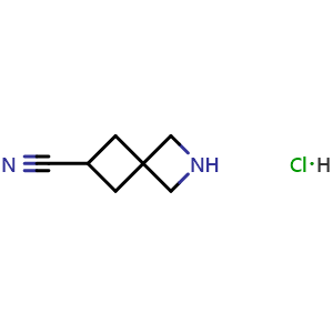 Chemical structure of 2-Azaspiro[3 3]heptane-6-carbonitrile Hydrochloride , CAS 2108096-79-1, AChemBlock W166514