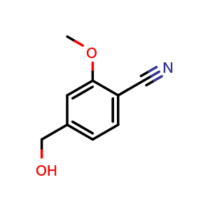 Chemical structure of 4-(Hydroxymethyl)-2-methoxybenzonitrile , CAS 210037-77-7, AChemBlock W166523