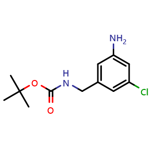 Chemical structure of 3-[(Boc-amino)methyl]-5-chloroaniline , CAS 2169039-83-0, AChemBlock W166526