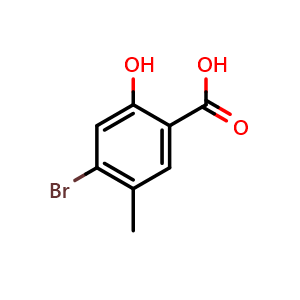 Chemical structure of 4-Bromo-2-hydroxy-5-methylbenzoic Acid , CAS 1362819-50-8, AChemBlock W166527
