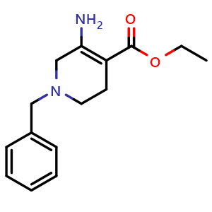 Chemical structure of Ethyl 5-amino-1-benzyl-1,2,3,6-tetrahydropyridine-4-carboxylate , CAS 911010-88-3, AChemBlock W166528