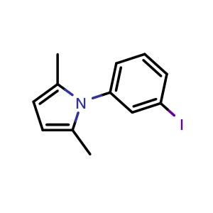 Chemical structure of 1-(3-Iodophenyl)-2,5-dimethyl-1H-pyrrole , CAS 217314-37-9, AChemBlock W166582