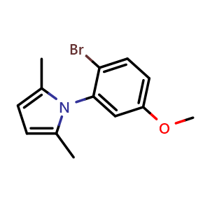 Chemical structure of 1-(2-Bromo-5-methoxyphenyl)-2,5-dimethyl-1H-pyrrole , CAS 1467907-75-0, AChemBlock W166588
