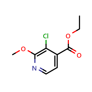 Chemical structure of Ethyl 3-chloro-2-methoxyisonicotinate , CAS 1214347-32-6, AChemBlock W166604