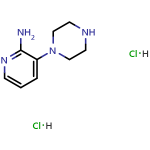 Chemical structure of 3-(piperazin-1-yl)pyridin-2-amine dihydrochloride , CAS 2741222-81-9, AChemBlock W166613