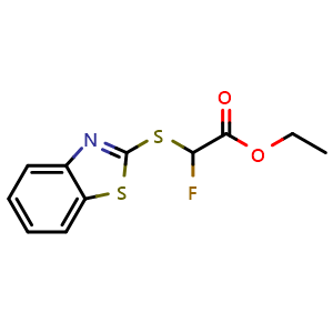 Chemical structure of ethyl 2-(benzo[d]thiazol-2-ylthio)-2-fluoroacetate , CAS 956748-96-2, AChemBlock W166625