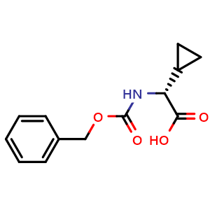 Chemical structure of (R)-benzyloxycarbonylamino-cyclopropyl-acetic acid , CAS 1260593-73-4, AChemBlock W166631