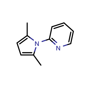 Chemical structure of 2-(2,5-Dimethyl-1H-pyrrol-1-yl)pyridine , CAS 32570-88-0, AChemBlock W166642