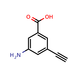 Chemical structure of 3-amino-5-ethynylbenzoic acid , CAS 1639866-72-0, AChemBlock W166647