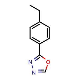 Chemical structure of 2-(4-Ethylphenyl)-1,3,4-oxadiazole , CAS 1143581-11-6, AChemBlock W166673
