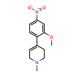 Chemical structure of 4-(2-methoxy-4-nitrophenyl)-1-methyl-1,2,3,6-tetrahydropyridine , CAS 2403612-01-9, AChemBlock W166675