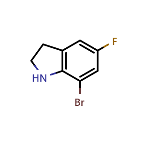 Chemical structure of 7-bromo-5-fluoroindoline , CAS 1156704-69-6, AChemBlock W166676