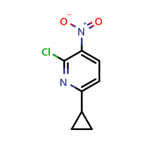 Chemical structure of 2-chloro-6-cyclopropyl-3-nitropyridine , CAS 2034184-65-9, AChemBlock W166677